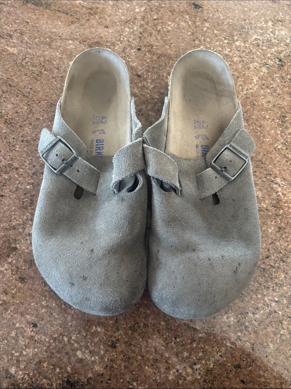 Birkenstock Suede Slip-On Clogs in Gray